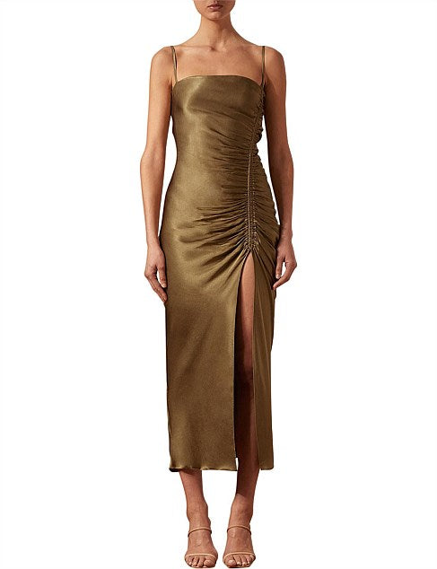 SHONA JOY -Thalia Bias Ruched Midi Dress