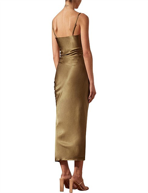 SHONA JOY -Thalia Bias Ruched Midi Dress