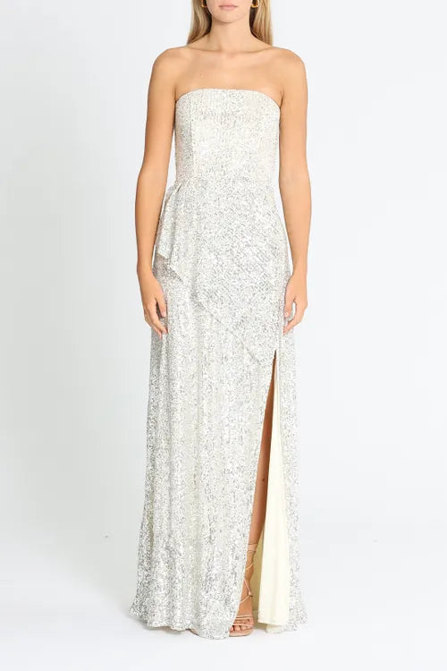 ELLE ZEITOUNE Giana Silver Sequence Gown